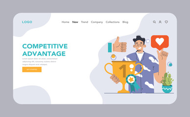 Poster - Competitive advantage web or landing set. Advertising and marketing