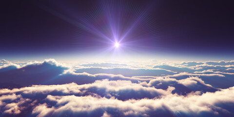 Wall Mural - above clouds sunrise sun ray illustration