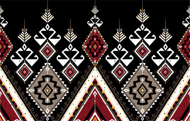 Wall Mural - Geometric ethnic oriental ikat pattern traditional Design for background,
carpet,wallpaper,clothing,wrapping,Batik,fabric,Vector illustration.embroidery style.

