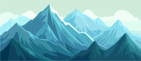 Illustration of a mountain in the fog. Mountain landscape.