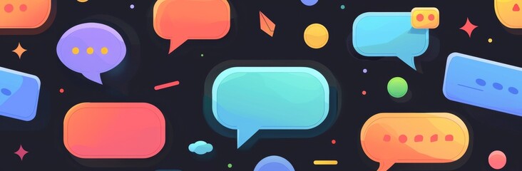 Poster - chat text sticker with paper speech cloud. grunge message box with retro conversation bubble. creati
