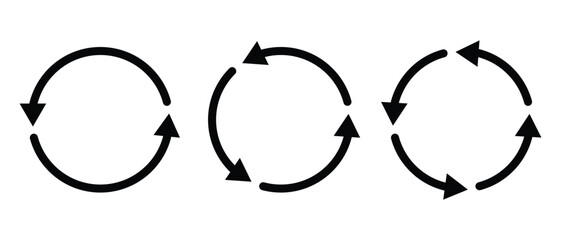 Poster - Circular arrow icon set. Set of black circle arrow icons. Round loop cursor. Isolated collection of rotation arrows. Circular arrow logo design redo loop anti-clockwise round arrow isolated on white. 