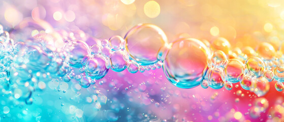Wall Mural - Colorful abstract background with bubbles and bokeh lights. Vibrant and dreamy atmosphere perfect for creative and artistic projects.