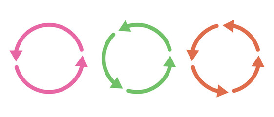 Poster - Loading circle arrow icon. Circular arrow vector. Different colour circular arrows collection on white background.  Set of different circle arrows icons. 