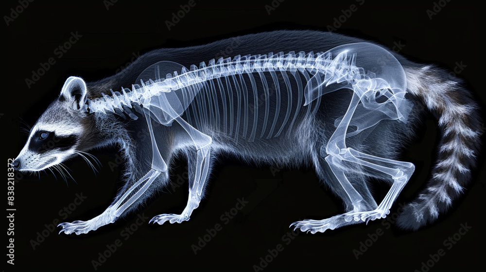 See Raccoon Body X-ray scan of raccoon. A raccoon is seen carrying a skeleton on its ...