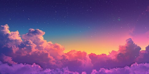 Wall Mural - Abstract fantasy background with colorful clouds and neon sky in 3D