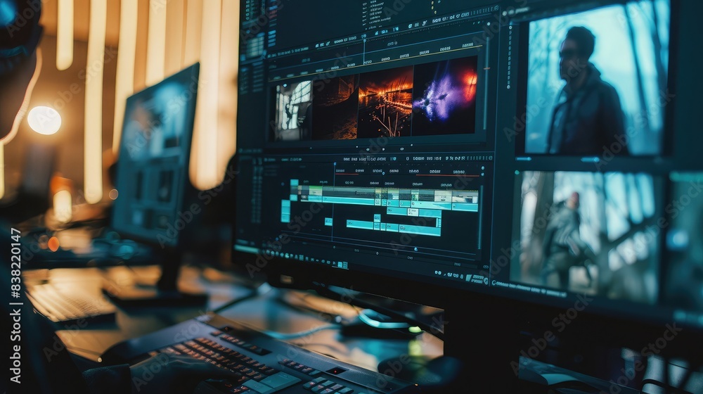 Filming Software Screen capture of a video editing software interface with a timeline ...