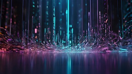 Wall Mural - Futuristic Abstract Background with Bokeh and Tech Elements, Professional 4K Wallpaper: Innovative Technology and Vibrant Bokeh, Realistic 4K Wallpaper: Abstract Tech with Blue and Purple Bokeh, High-