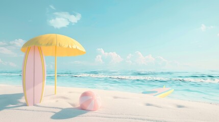 Poster - The podium summer and travel time 3D render illustration is based on generative artificial intelligence