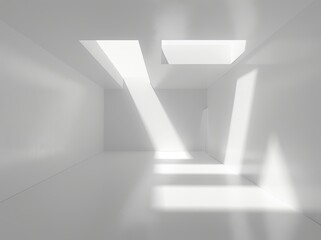 Poster - An abstract concrete architecture design is rendered in 3D.