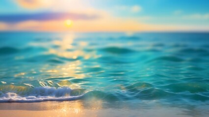 Wall Mural - Sea and ocean landscape, clear water close up with blur background. 