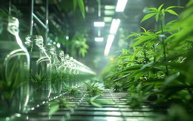 Poster - realistic photo focusing on the automated system for extracting cannabinoids from cannabis plants