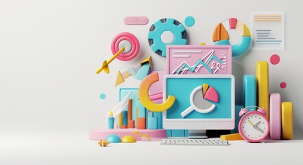 3D rendering for SEO optimization, web search, digital marketing.