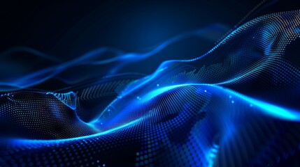Poster - the dot white blue wave light screen gradient texture background is abstract technology big data dig