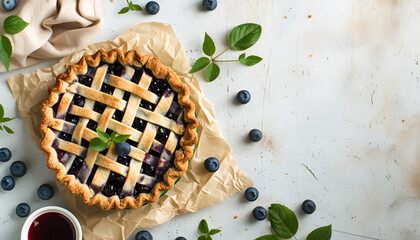 Wall Mural - blueberry pie recipe for food card decor