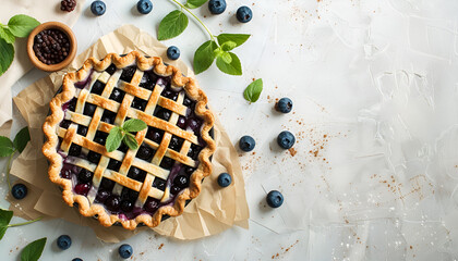 Wall Mural - blueberry pie recipe for food card decor