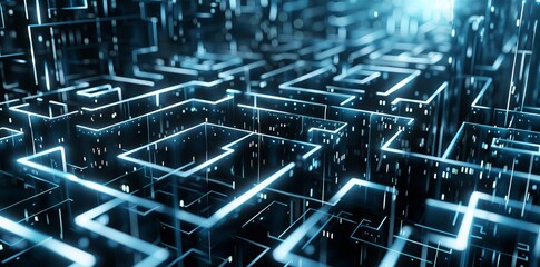 Poster - An illustration of a modern technology circuit board in 3D using micro technology surface information