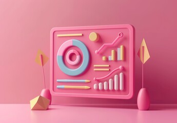 Poster - This illustration illustrates the 3D concept of SEO Optimization, Web Analytics, and SEO Marketing.