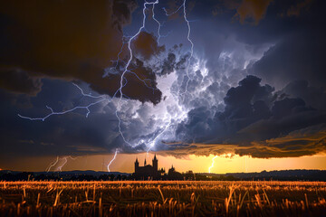 Poster - Electrifying Desert Drama: Stunning Lightning Storm