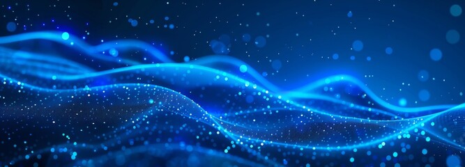 Poster - 3d rendering of an abstract blue background with falling cyber particles.