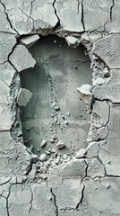 Wall Mural - Impactful Destruction: Realistic Image of Massive Hole in Concrete Wall