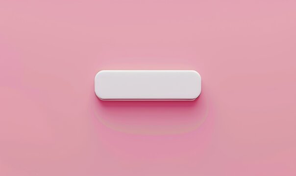 This 3D rendering shows a minimal blank search bar on pink background. A web search concept.