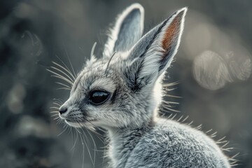 Aufkleber - A close-up image of a rabbit's face with a blurred background