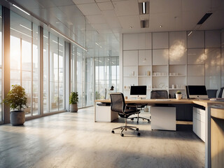 Beautiful background of a light modern office interior with and beautiful lighting views.