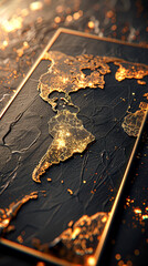 Sticker - Golden Global Map Futuristic Credit Card for Secure Cashless International Transactions