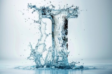 Poster - Water flowing from faucet into body of water