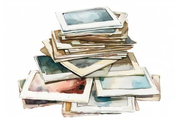 Poster - A collection of old photographs stacked on top of each other, capturing nostalgic moments from the past