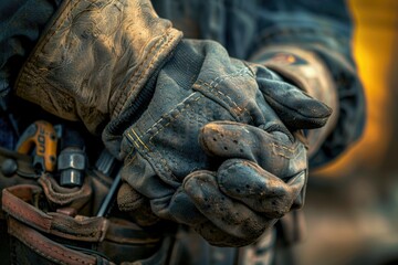 Poster - A close-up shot of a person's hand gripping a wrench, perfect for use in DIY or repair contexts