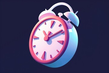 Poster - A close-up of a red and white alarm clock on a black background