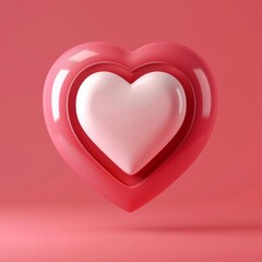 Poster - This is a 3D realistic love like heart social media notification icon with a pink pastel color background with shadow 3D rendering