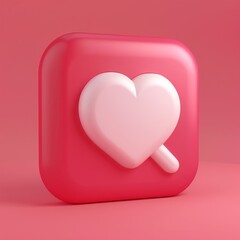 Poster - A 3D realistic love-like heart social media notification icon on a pink pastel color background with shadows