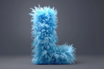 Poster - A close-up shot of a small, fluffy blue creature sitting on a gray surface