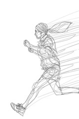 Poster - A person jogging in wet weather conditions