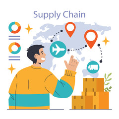 Poster - Vertical integration. Company's supply chain optimization and control.