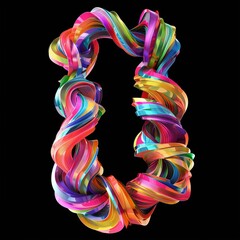 Poster - Colorful swirls on a black background. A 3D rendering or rendering.