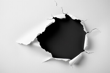 Aufkleber - A hole in a white paper on a black background, perfect for illustrating ideas or concepts