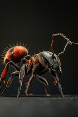 Canvas Print - A detailed view of an insect on a dark background