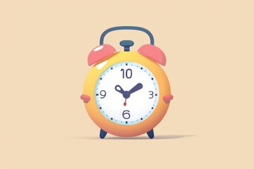 Poster - A bright yellow alarm clock sits on a flat surface, awaiting its next use