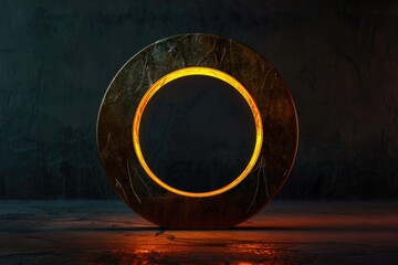 Poster - Yellow light in the center, warning signs on the side