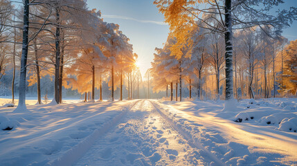 Canvas Print - Winter wonderland with snow covered trees