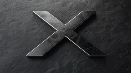 Poster - A single metal letter X placed on a plain black surface, great for design and branding purposes
