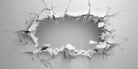 Aufkleber - A close-up view of a hole in a black and white wall, suitable for use in abstract or minimalist design contexts