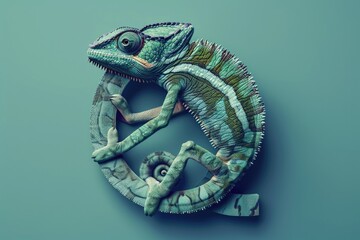 Poster - A chameleon sits on top of a piece of paper, showcasing its unique color-changing abilities