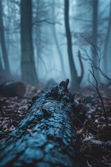 Aufkleber - A large tree has fallen in the middle of a dense forest, with vegetation and undergrowth growing around it