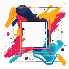 Poster - Colorful abstract square illustration. Abstract splash, liquid shape. Banner, placard, cover. Logo design.