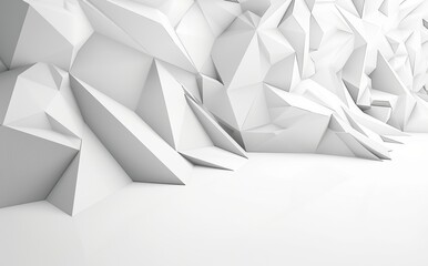 Poster - The wall is decorated with a polygonal pattern in white and abstract